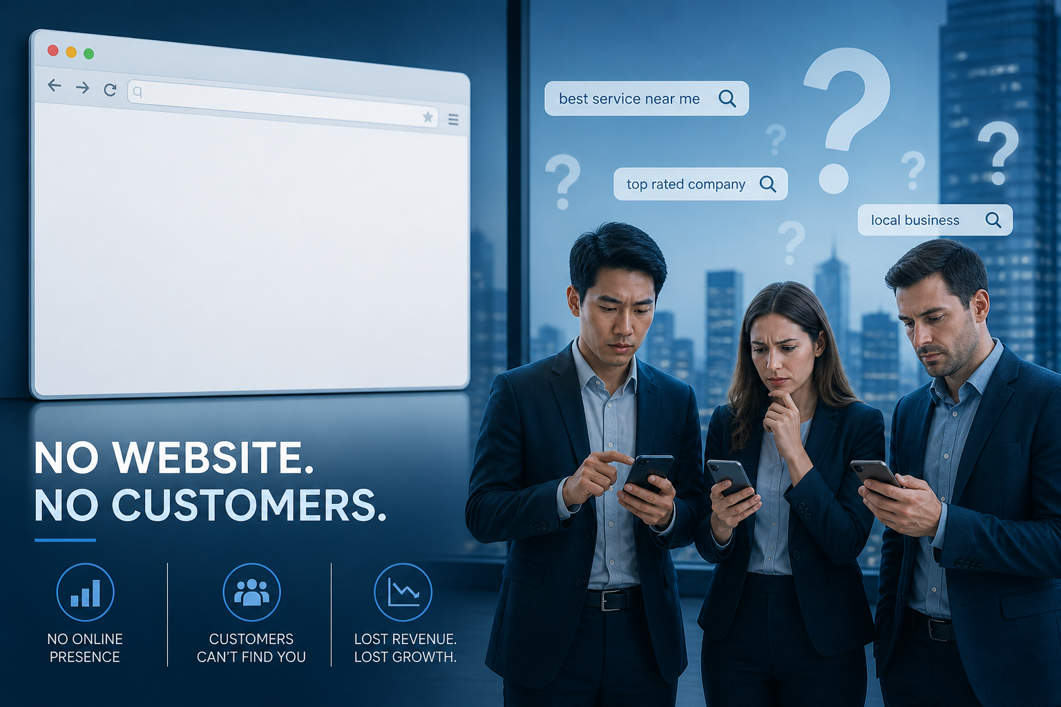 Business losing online customers without a professional website