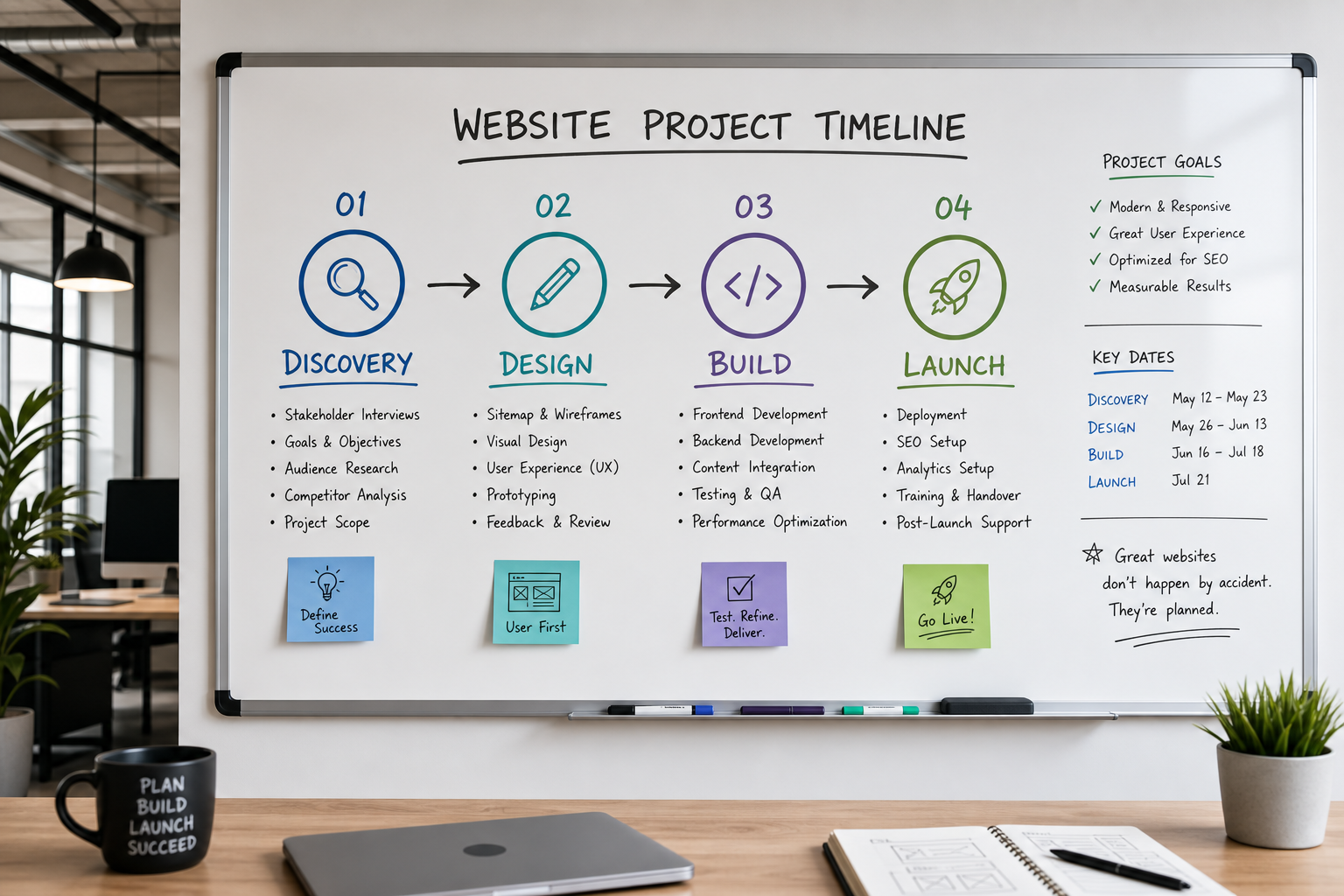 Website project process from discovery to launch